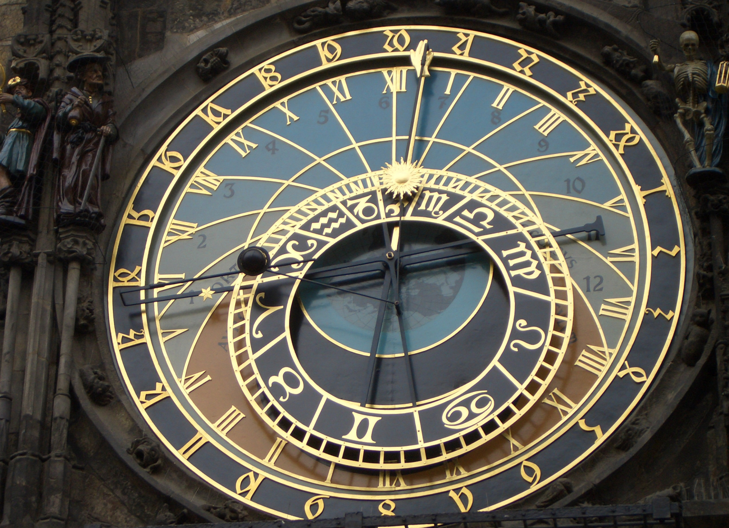 Nahaufnahme der astrologische Uhr des Prager Rathaus